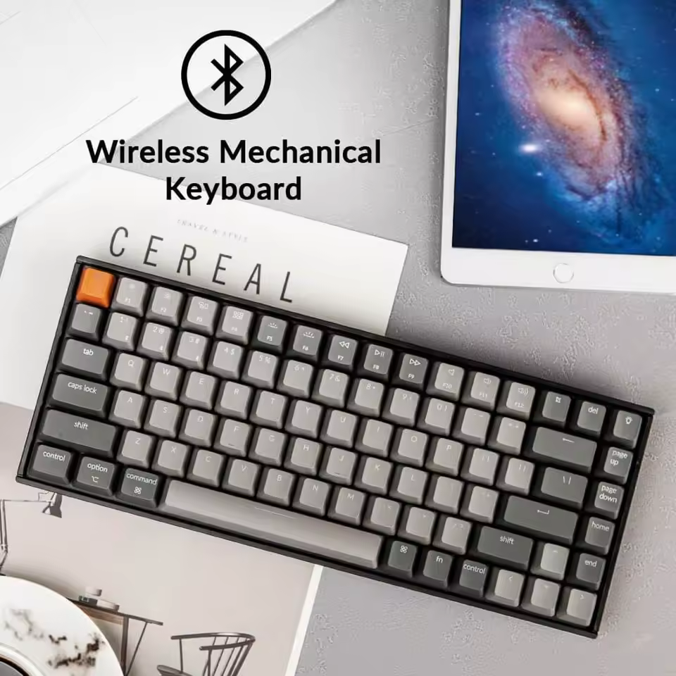 001 Bluetooth Wireless Mechanical Keyboard, Gateron G Pro Switch White LED Backlit 84-Key for Mac Windows