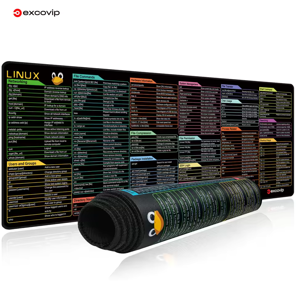 001 Linux Commands Line Mouse Pad Large Mousepad Shortcuts for Red Hat Ubuntu OpenSUSE Arch Debian Unix Programmer