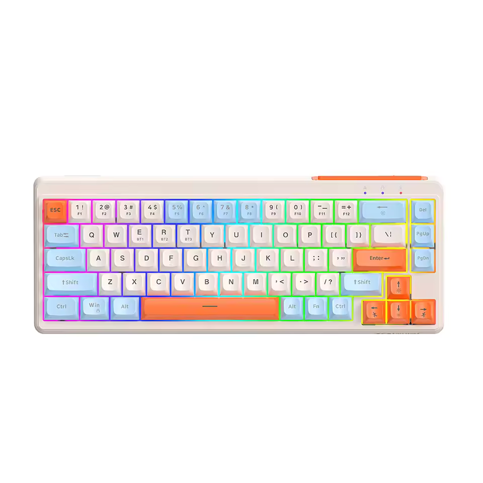 001 Wireless Mechanical Keyboard Tri-Mode BT5.0 2.4GHz USB-C Mini Office Keyboard RGB Backlit for PC Laptop