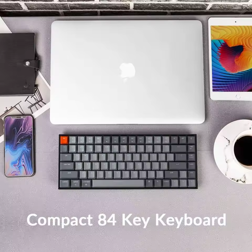 002 Bluetooth Wireless Mechanical Keyboard, Gateron G Pro Switch White LED Backlit 84-Key for Mac Windows