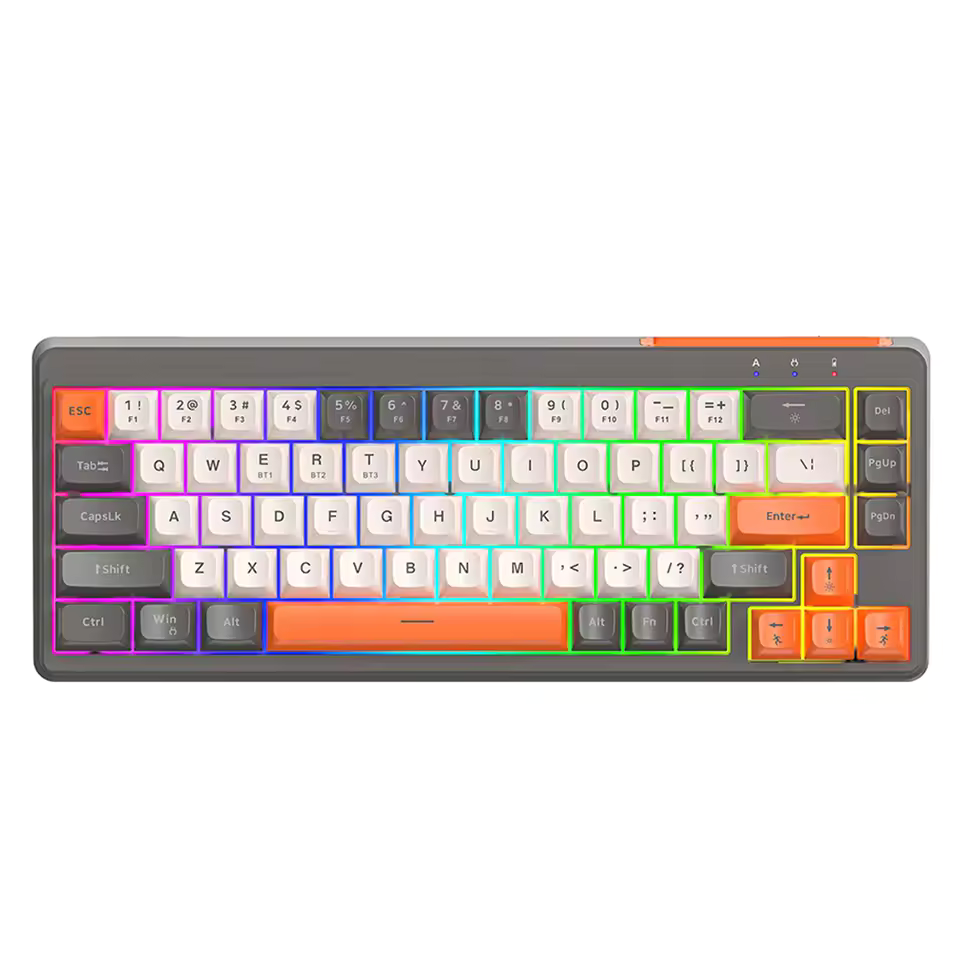 002 Wireless Mechanical Keyboard Tri-Mode BT5.0 2.4GHz USB-C Mini Office Keyboard RGB Backlit for PC Laptop