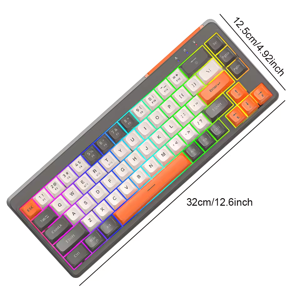 004 Wireless Mechanical Keyboard Tri-Mode BT5.0 2.4GHz USB-C Mini Office Keyboard RGB Backlit for PC Laptop