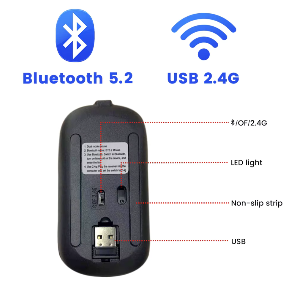 005 Rechargeable Wireless Mouse Bluetooth Mouse Computer Ergonomic Mini Usb Mause 2.4Ghz Silent Macbook Optical Mice For Laptop Pc