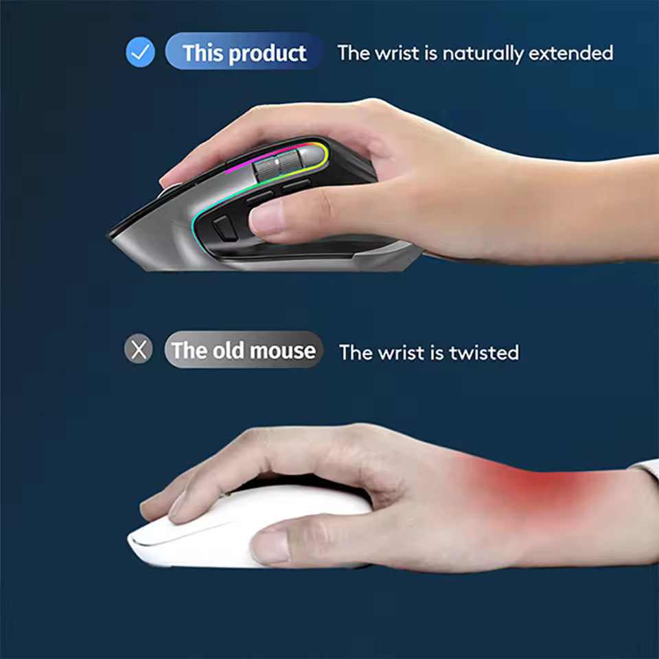 006 Multi-Device Wireless Mouse Bluetooth 5.0 & 3.0 Mouse 2.4G Wireless Portable Optical Mouse Ergonomic Right Hand Computer Mice
