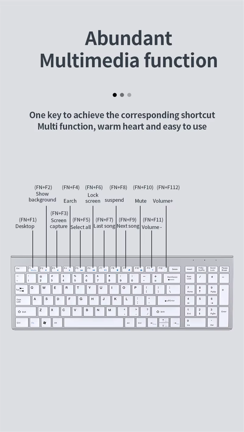 007 Bluetooth 5.0 & 2.4G Wireless Keyboard for Laptop PC TV iPad Macbook Android