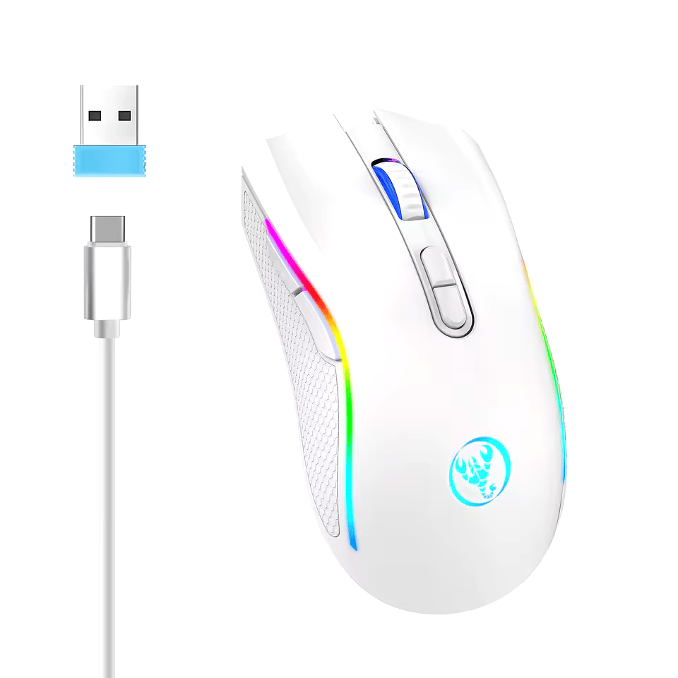 007 HXSJ T69 ergonomics Portable Cordless 2.4G Rgb Wireless gaming Mouse Laptop Computer Wireless Mouse for game pc