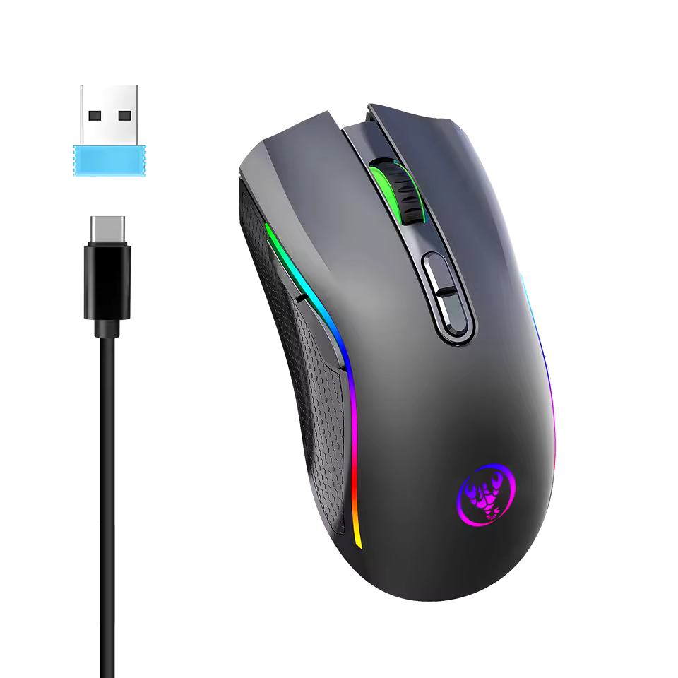 008 HXSJ T69 ergonomics Portable Cordless 2.4G Rgb Wireless gaming Mouse Laptop Computer Wireless Mouse for game pc