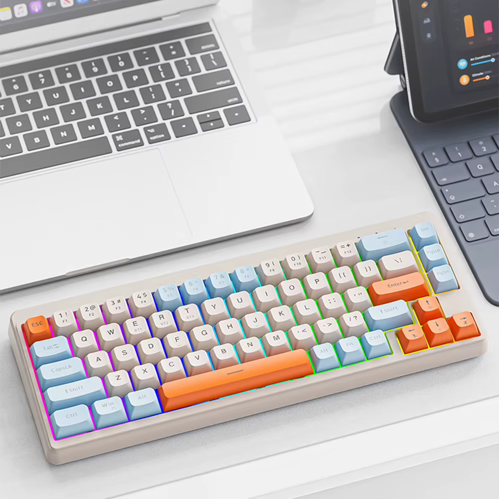 009 Wireless Mechanical Keyboard Tri-Mode BT5.0 2.4GHz USB-C Mini Office Keyboard RGB Backlit for PC Laptop